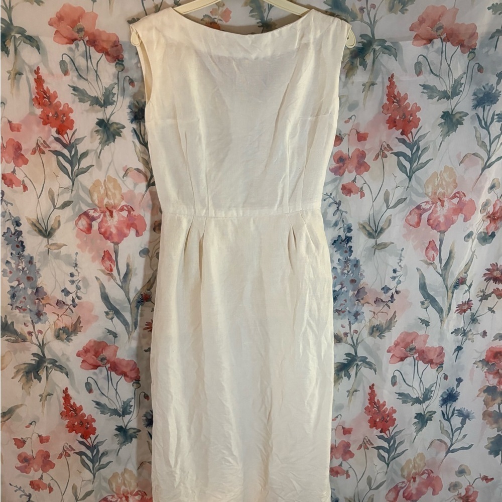 Vintage Homemade Elegant White Sleeveless Dress